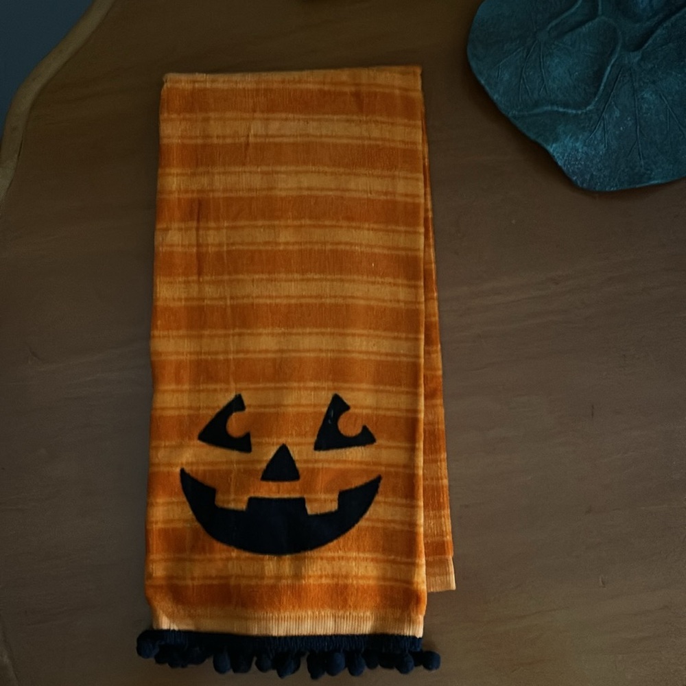 Orange Halloween Pumpkin Kitchen Towel